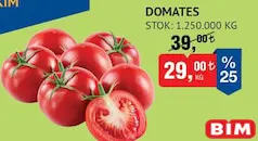 DOMATES KG indirimli fiyat DOMATES KG fiyat ve kampanya bilgisi